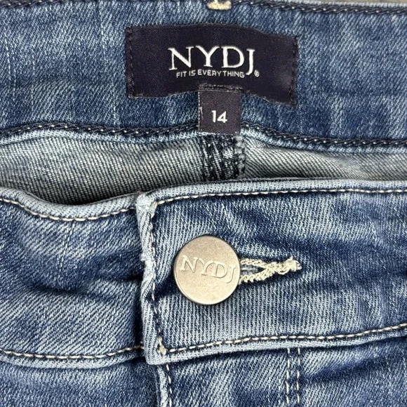 NYDJ Jeans Womens 14 Blue Marilyn Straight Lift Tuck Denim Stretch Medium Wash - Picture 6 of 14